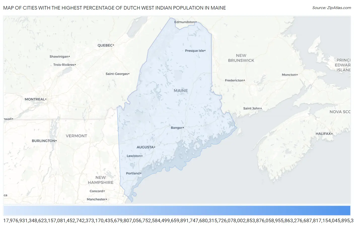 Cities with the Highest Percentage of Dutch West Indian Population in Maine Map