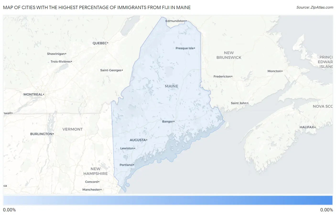 Cities with the Highest Percentage of Immigrants from Fiji in Maine Map