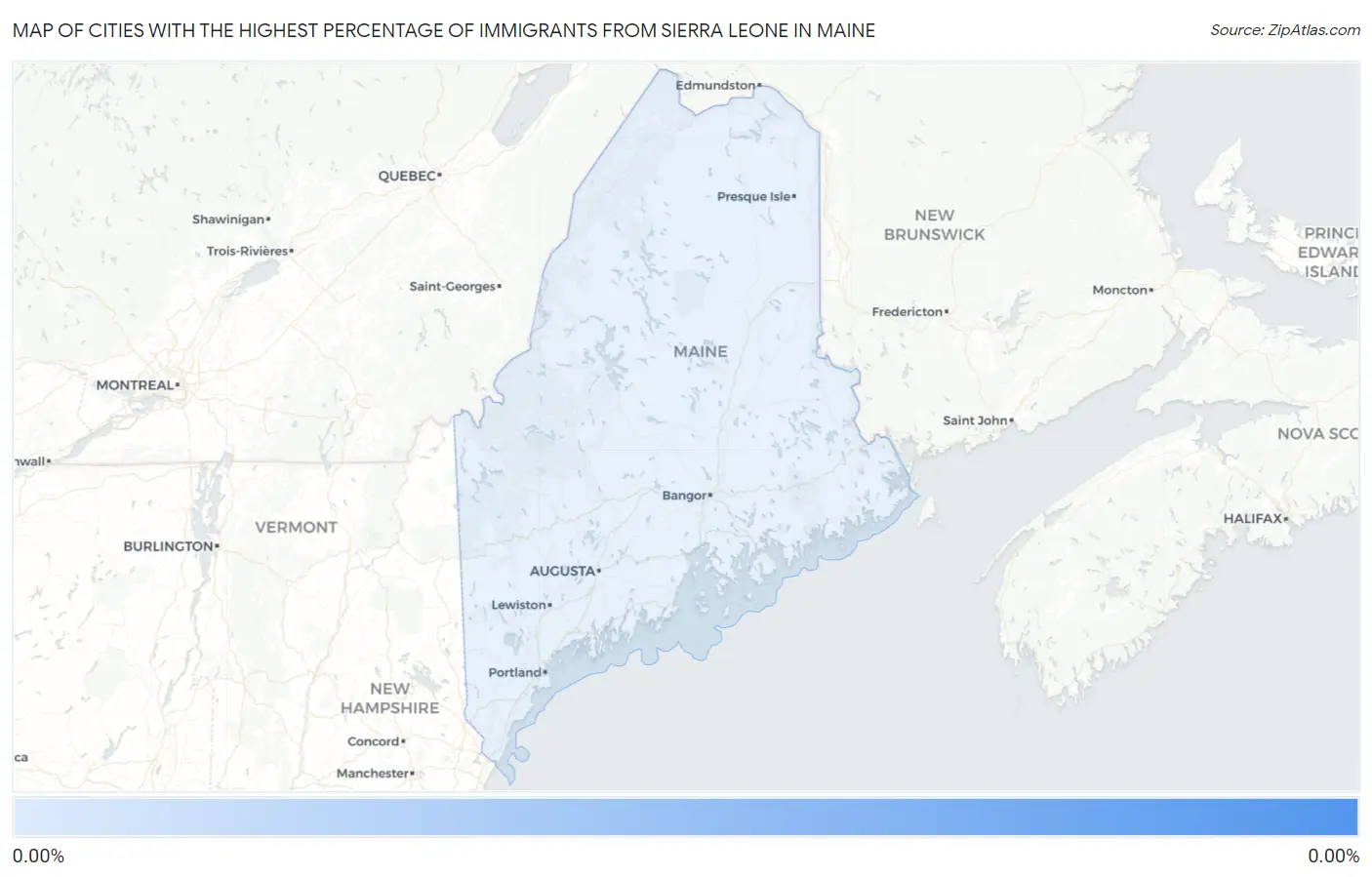 Cities with the Highest Percentage of Immigrants from Sierra Leone in Maine Map