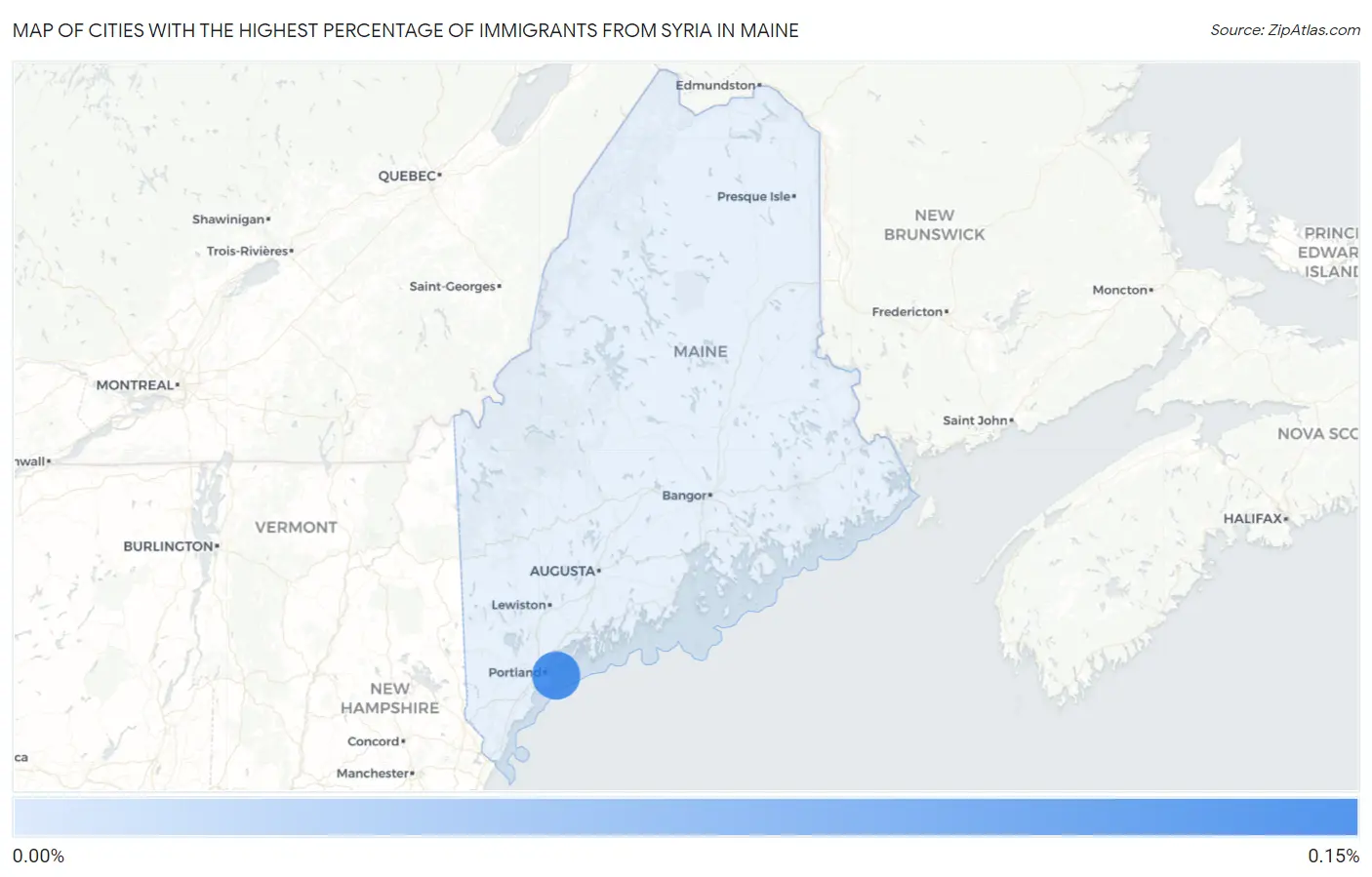 Cities with the Highest Percentage of Immigrants from Syria in Maine Map