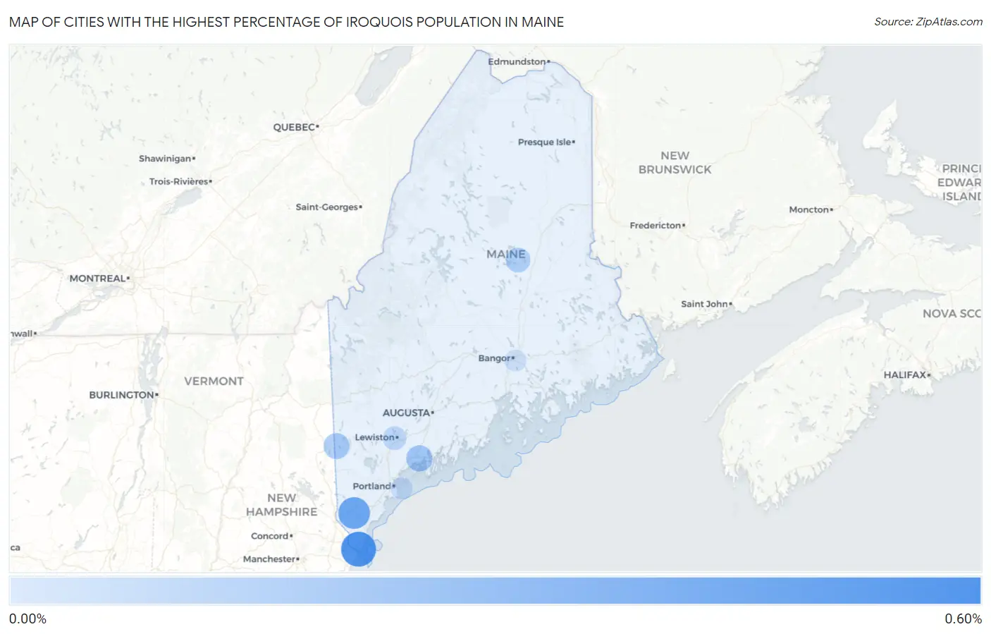 Cities with the Highest Percentage of Iroquois Population in Maine Map