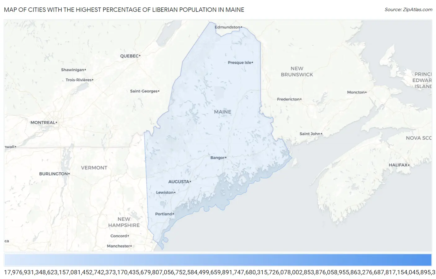 Cities with the Highest Percentage of Liberian Population in Maine Map