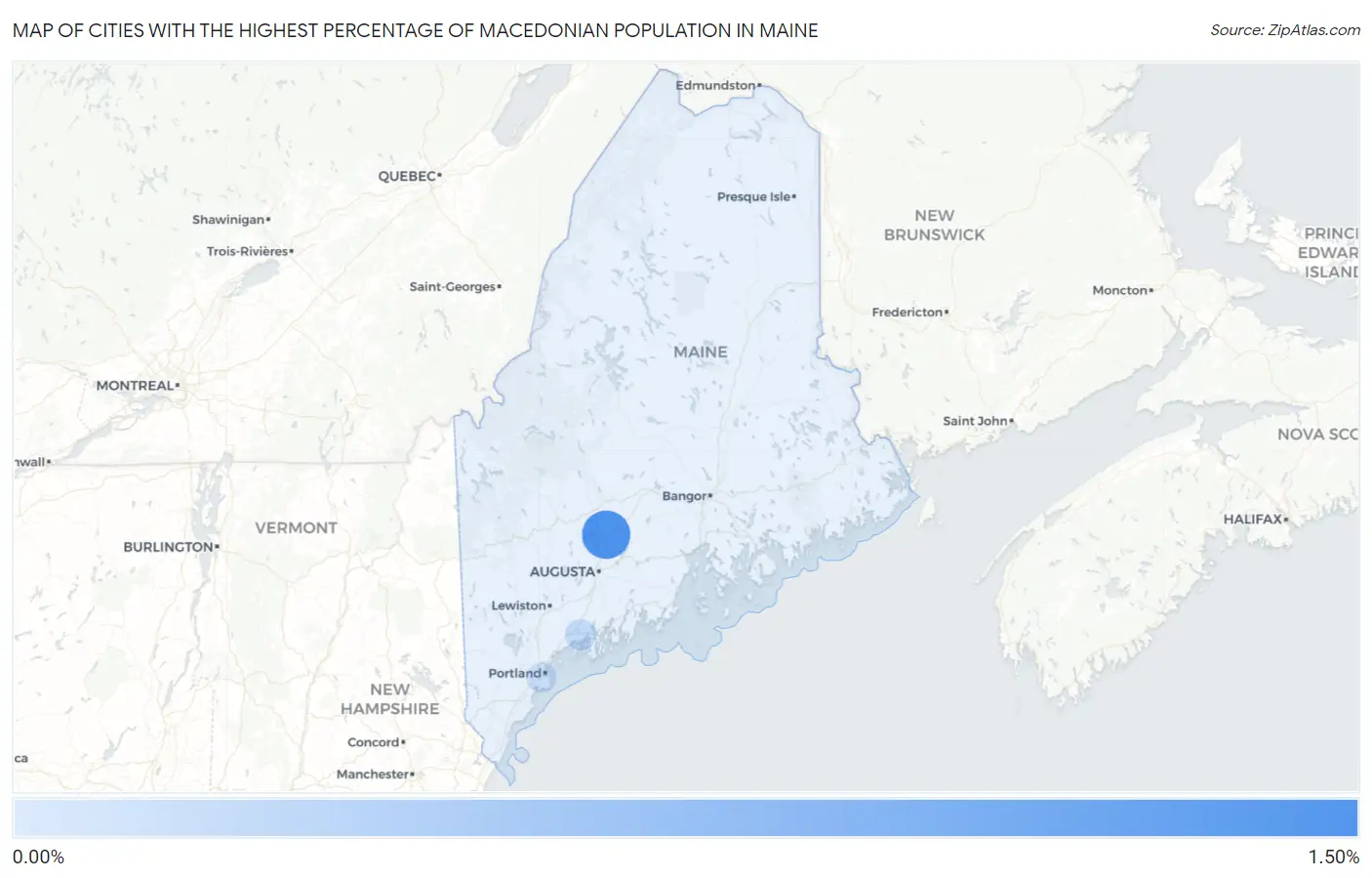 Cities with the Highest Percentage of Macedonian Population in Maine Map