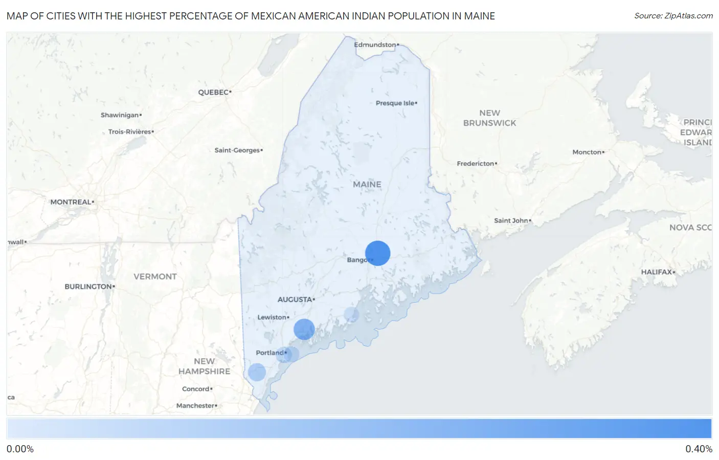 Cities with the Highest Percentage of Mexican American Indian Population in Maine Map