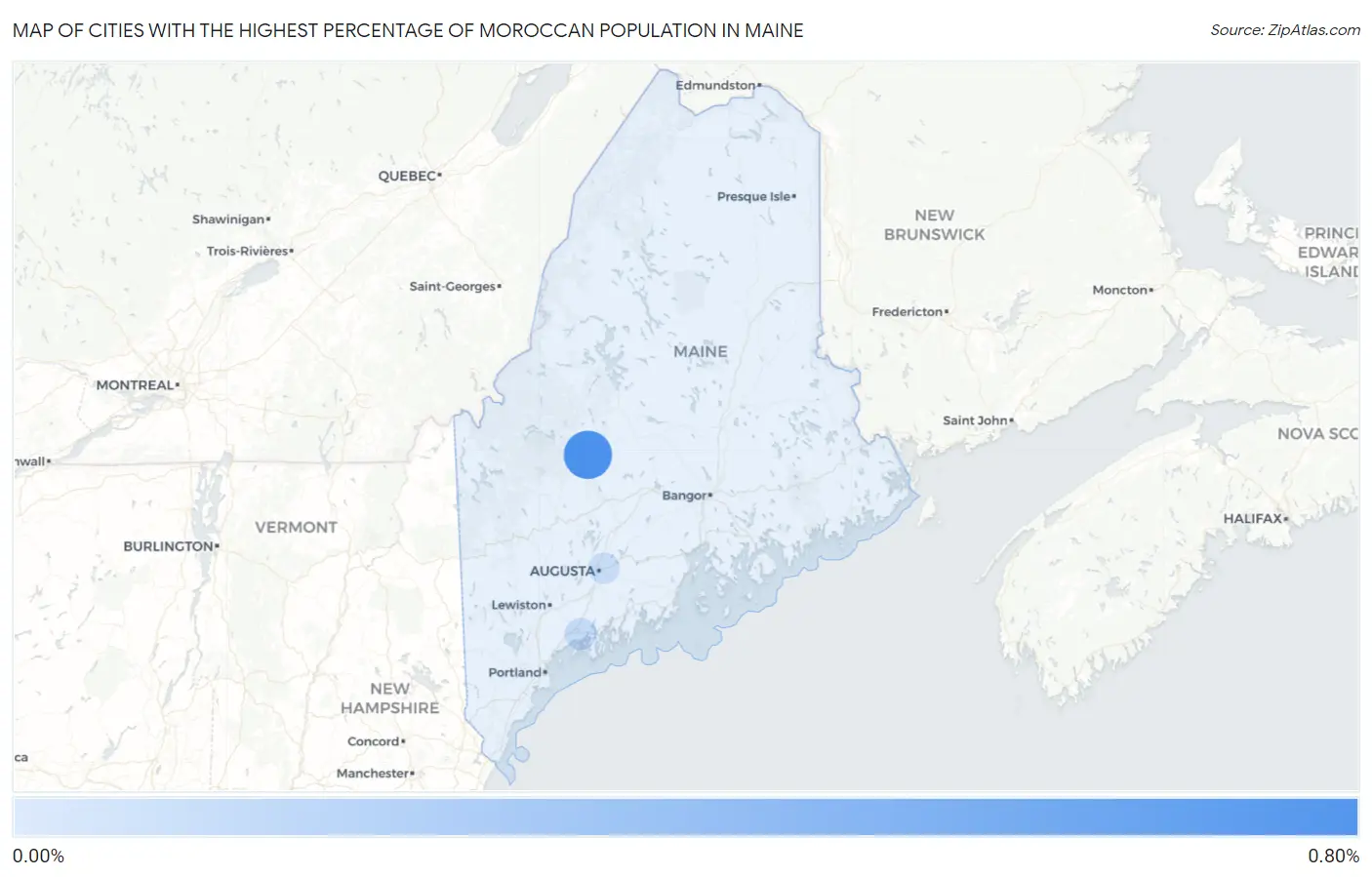 Cities with the Highest Percentage of Moroccan Population in Maine Map