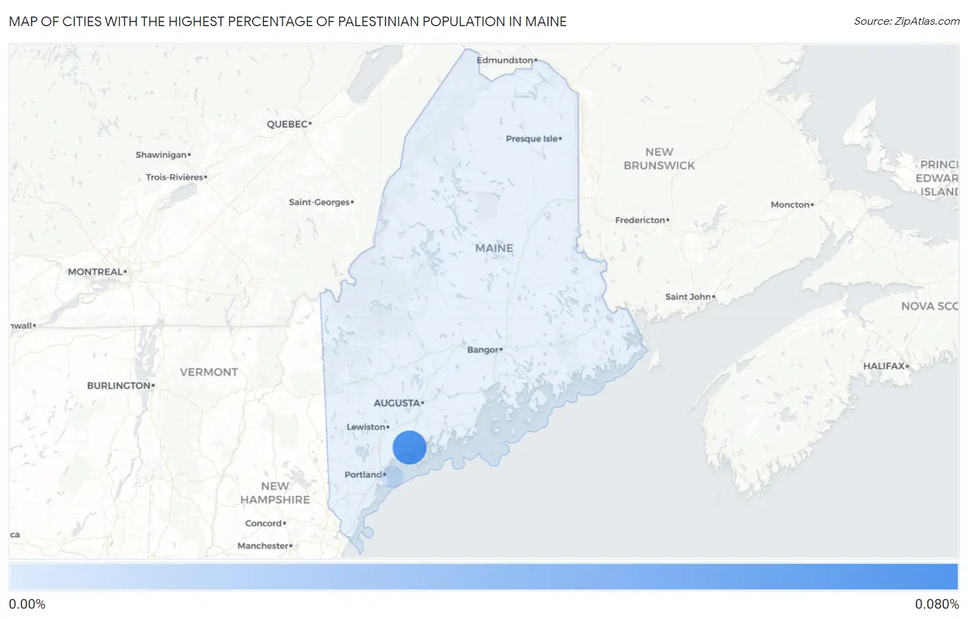 Cities with the Highest Percentage of Palestinian Population in Maine Map