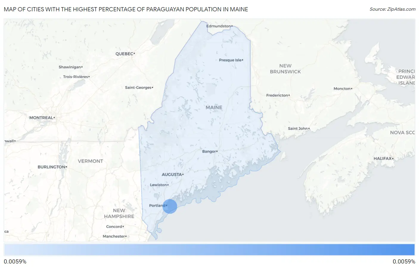Cities with the Highest Percentage of Paraguayan Population in Maine Map
