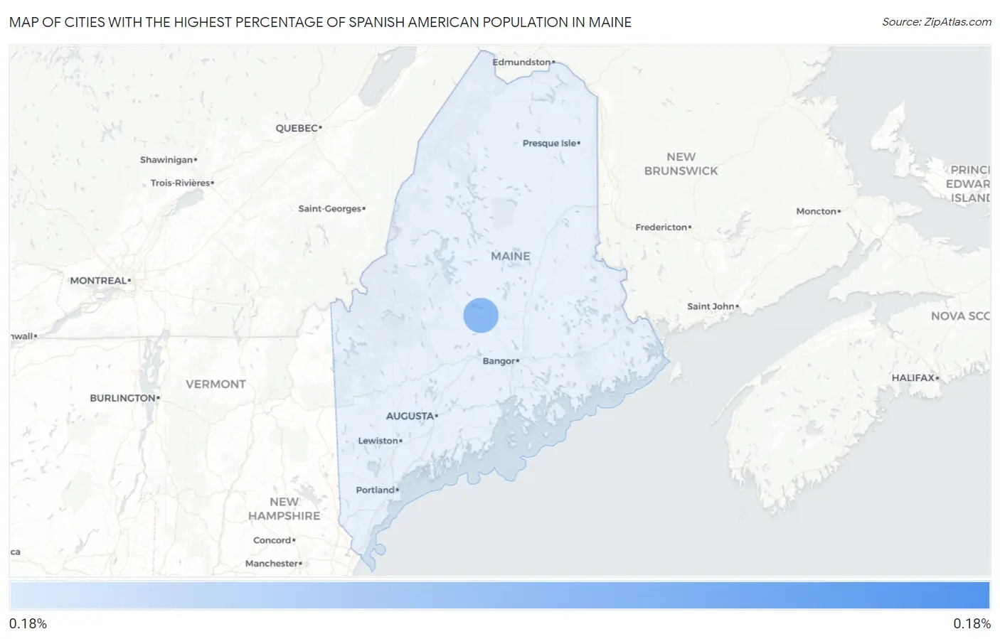 Cities with the Highest Percentage of Spanish American Population in Maine Map