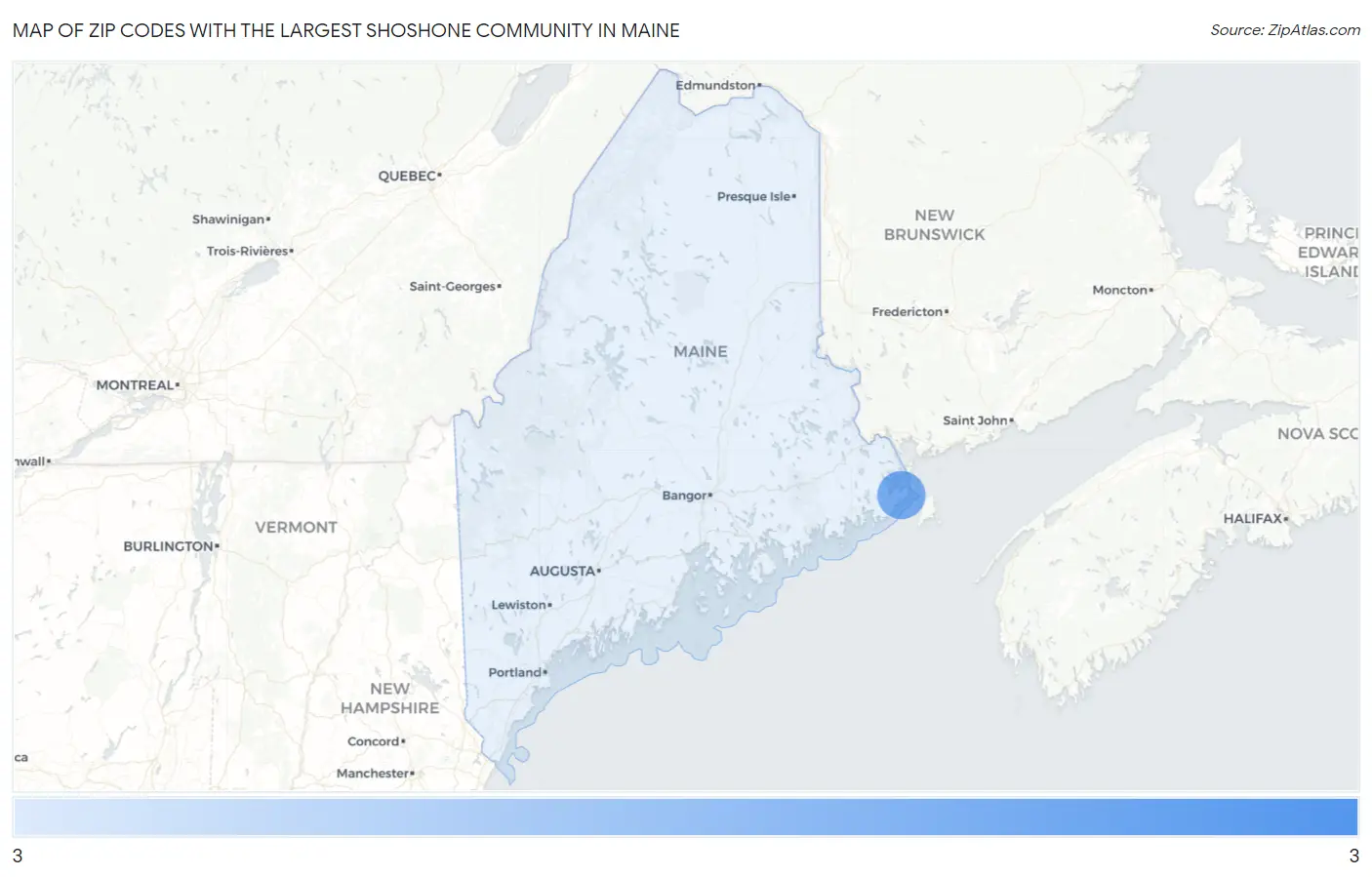Zip Codes with the Largest Shoshone Community in Maine Map