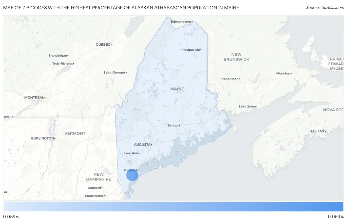 Zip Codes with the Highest Percentage of Alaskan Athabascan Population in Maine Map