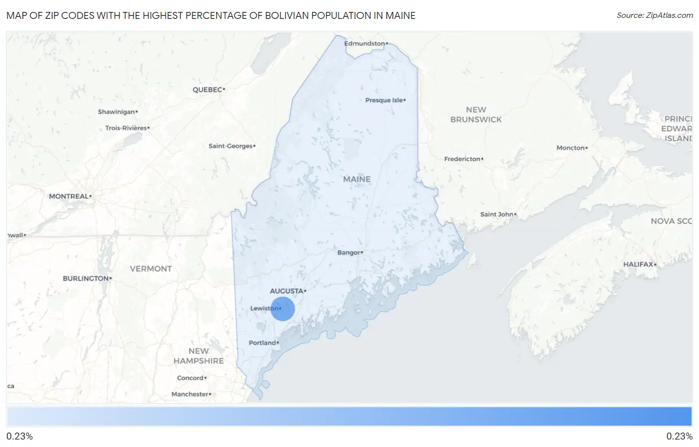 Zip Codes with the Highest Percentage of Bolivian Population in Maine Map