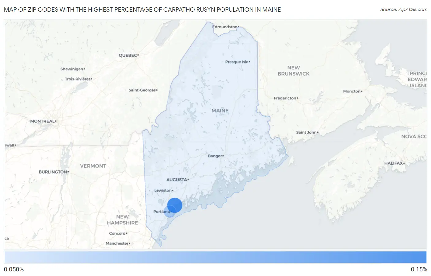 Zip Codes with the Highest Percentage of Carpatho Rusyn Population in Maine Map