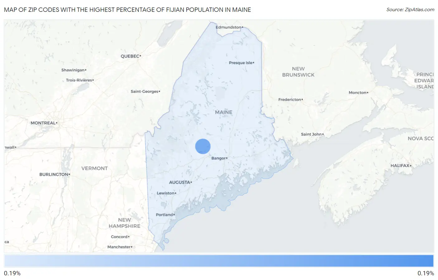Zip Codes with the Highest Percentage of Fijian Population in Maine Map