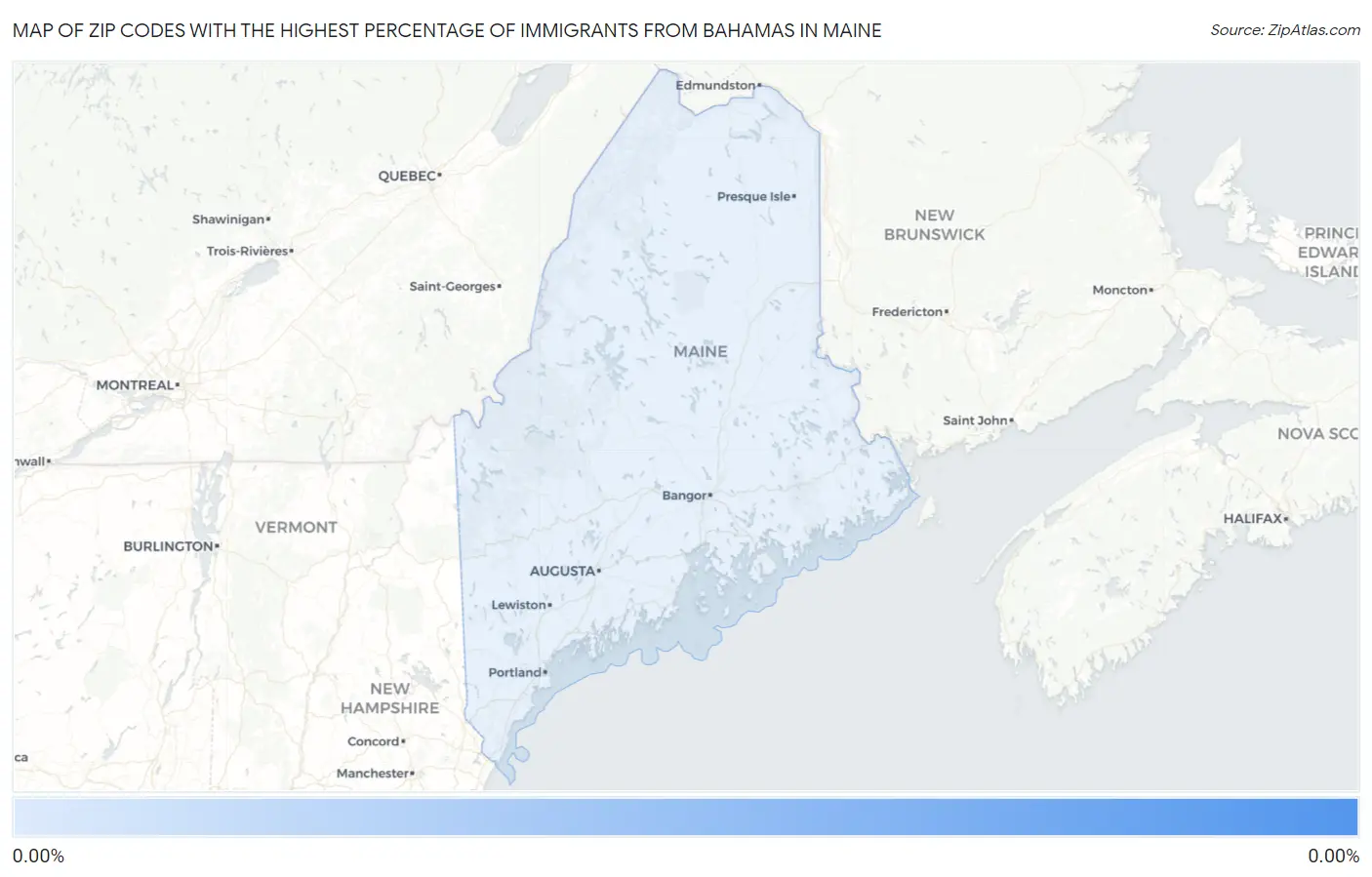 Zip Codes with the Highest Percentage of Immigrants from Bahamas in Maine Map