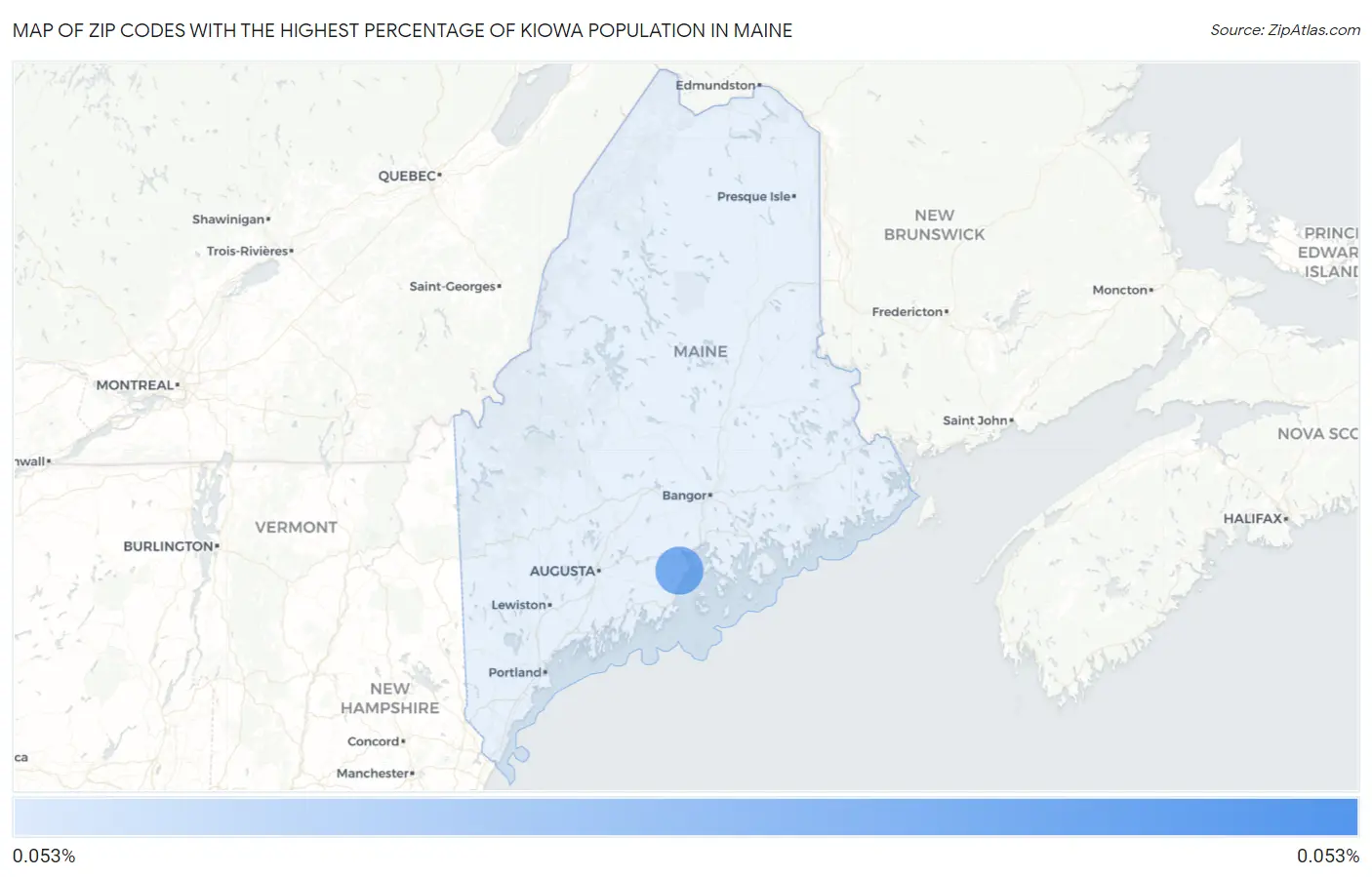 Zip Codes with the Highest Percentage of Kiowa Population in Maine Map