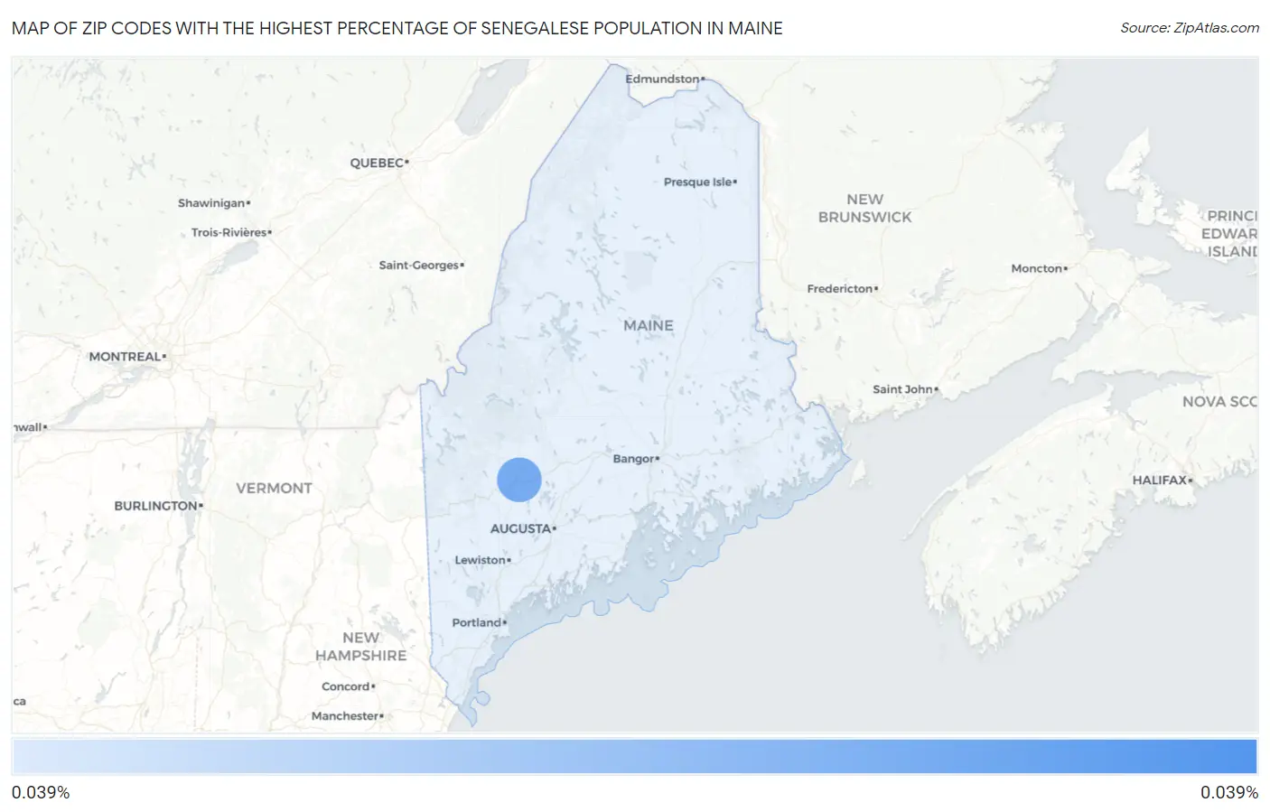 Zip Codes with the Highest Percentage of Senegalese Population in Maine Map