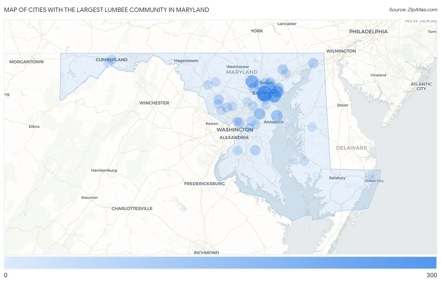Cities with the Largest Lumbee Community in Maryland Map