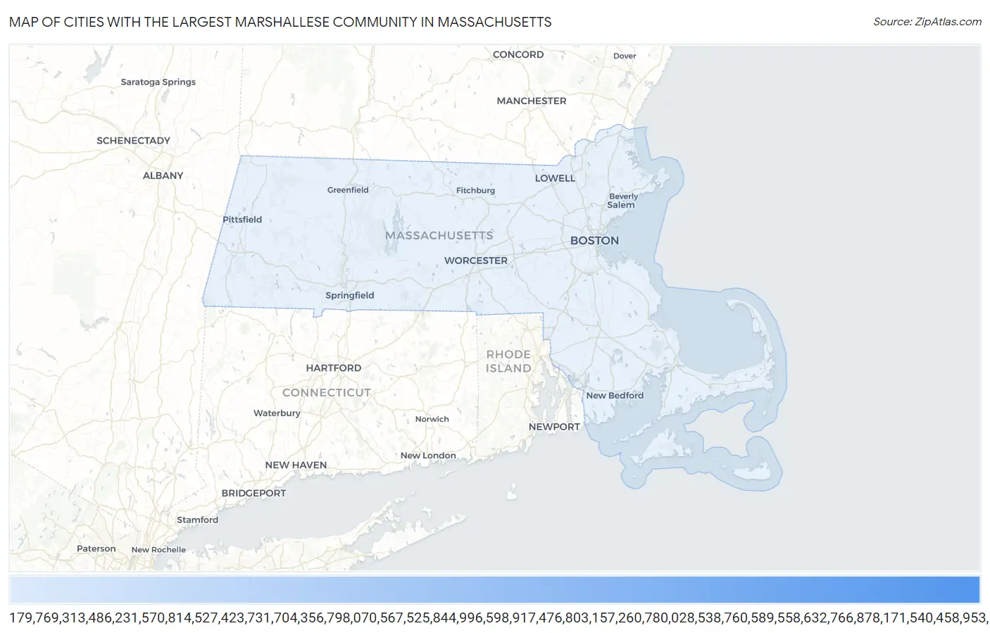 Cities with the Largest Marshallese Community in Massachusetts Map
