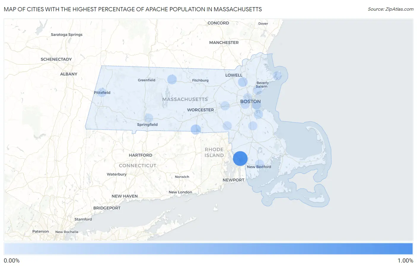 Cities with the Highest Percentage of Apache Population in Massachusetts Map
