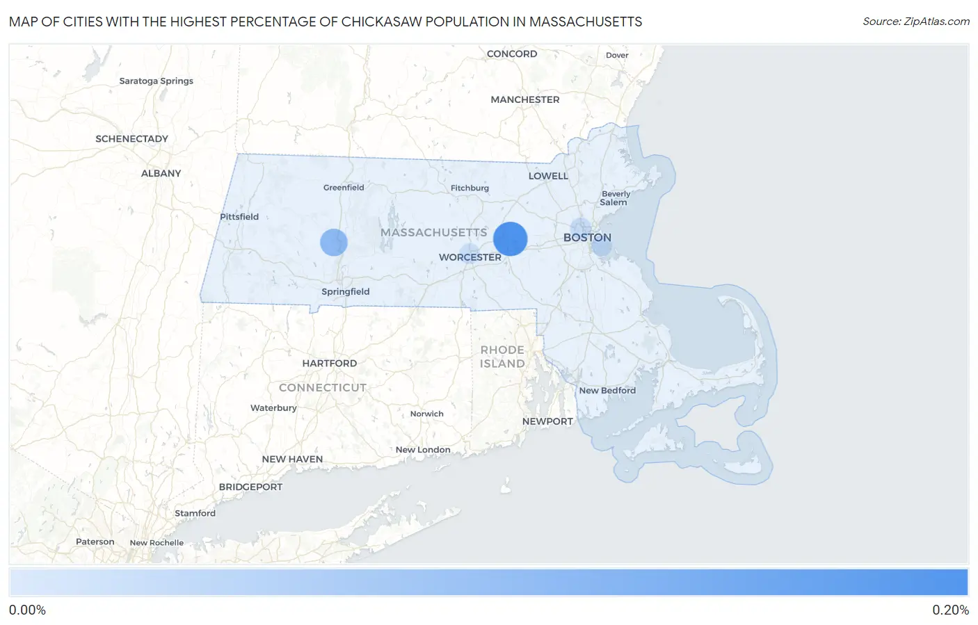 Cities with the Highest Percentage of Chickasaw Population in Massachusetts Map