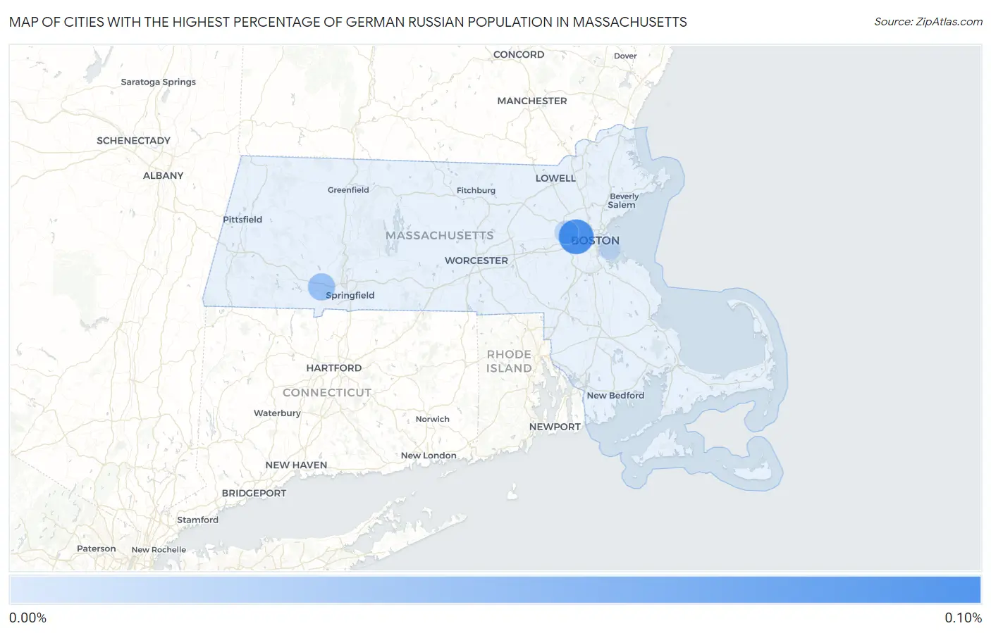 Cities with the Highest Percentage of German Russian Population in Massachusetts Map