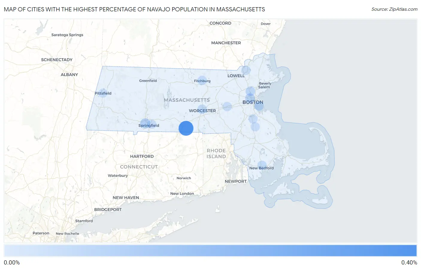 Cities with the Highest Percentage of Navajo Population in Massachusetts Map