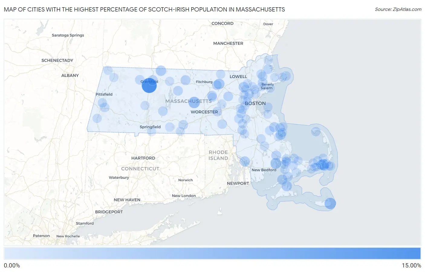 Cities with the Highest Percentage of Scotch-Irish Population in Massachusetts Map