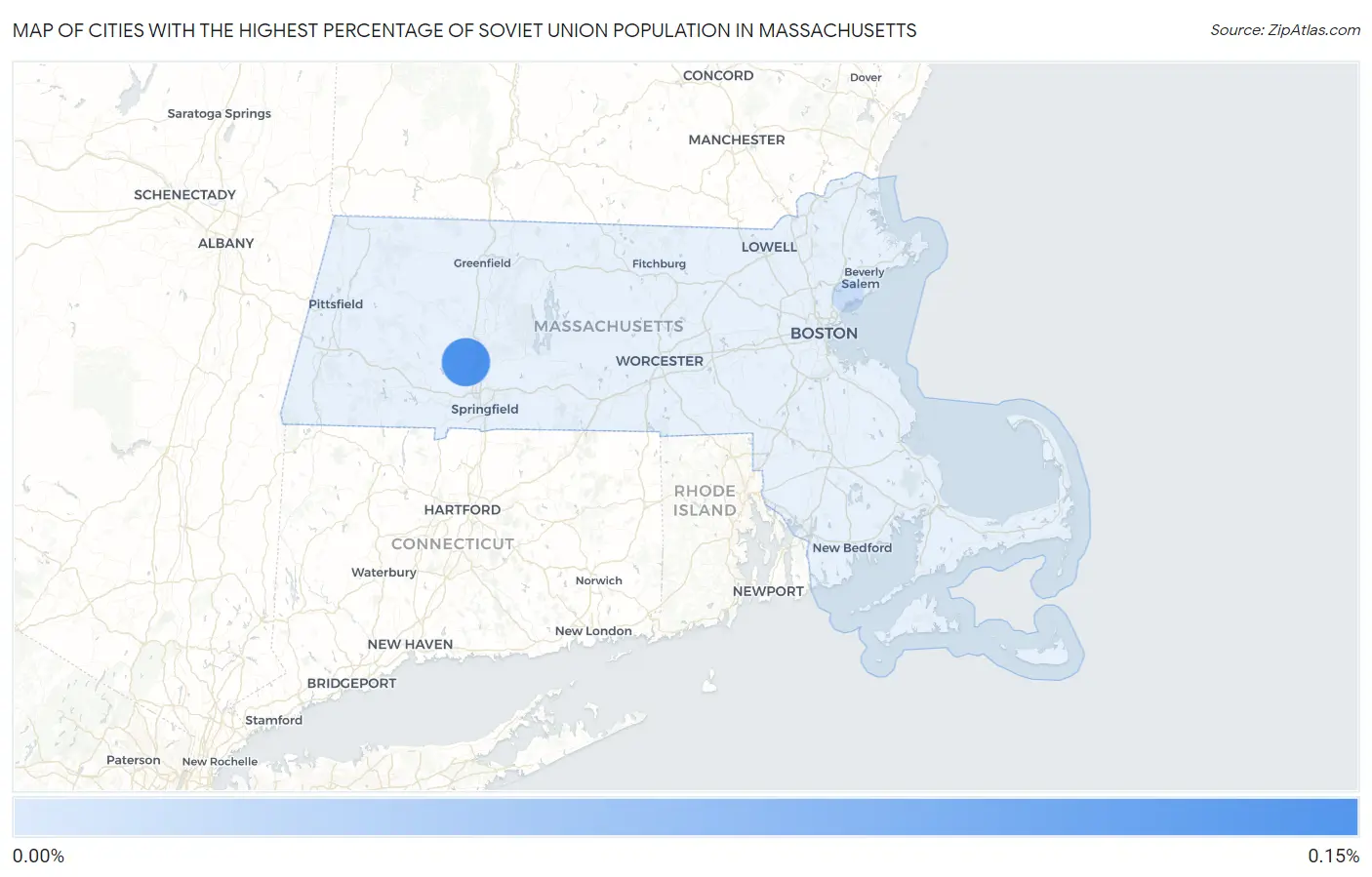 Cities with the Highest Percentage of Soviet Union Population in Massachusetts Map