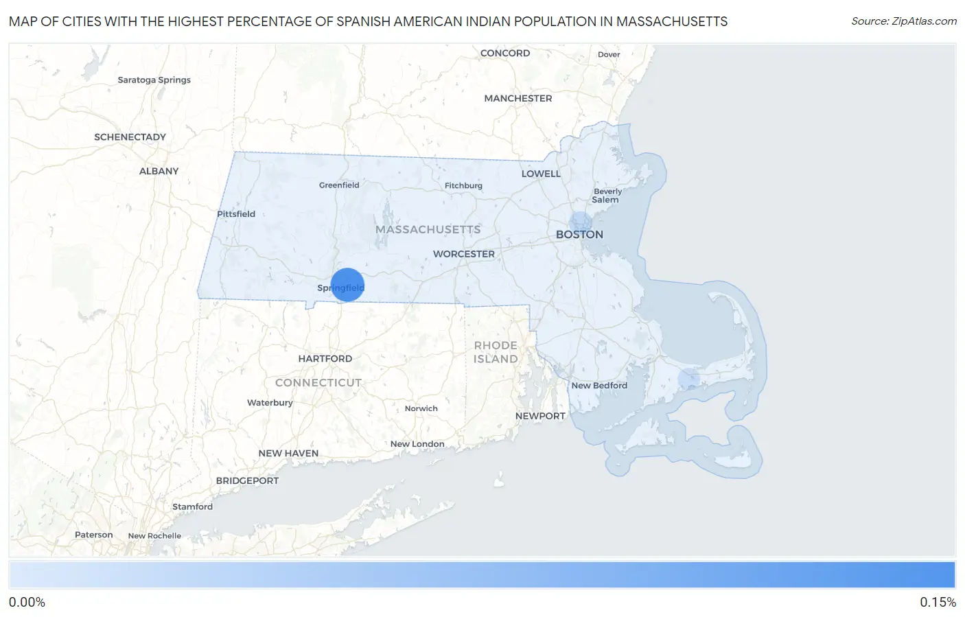 Cities with the Highest Percentage of Spanish American Indian Population in Massachusetts Map