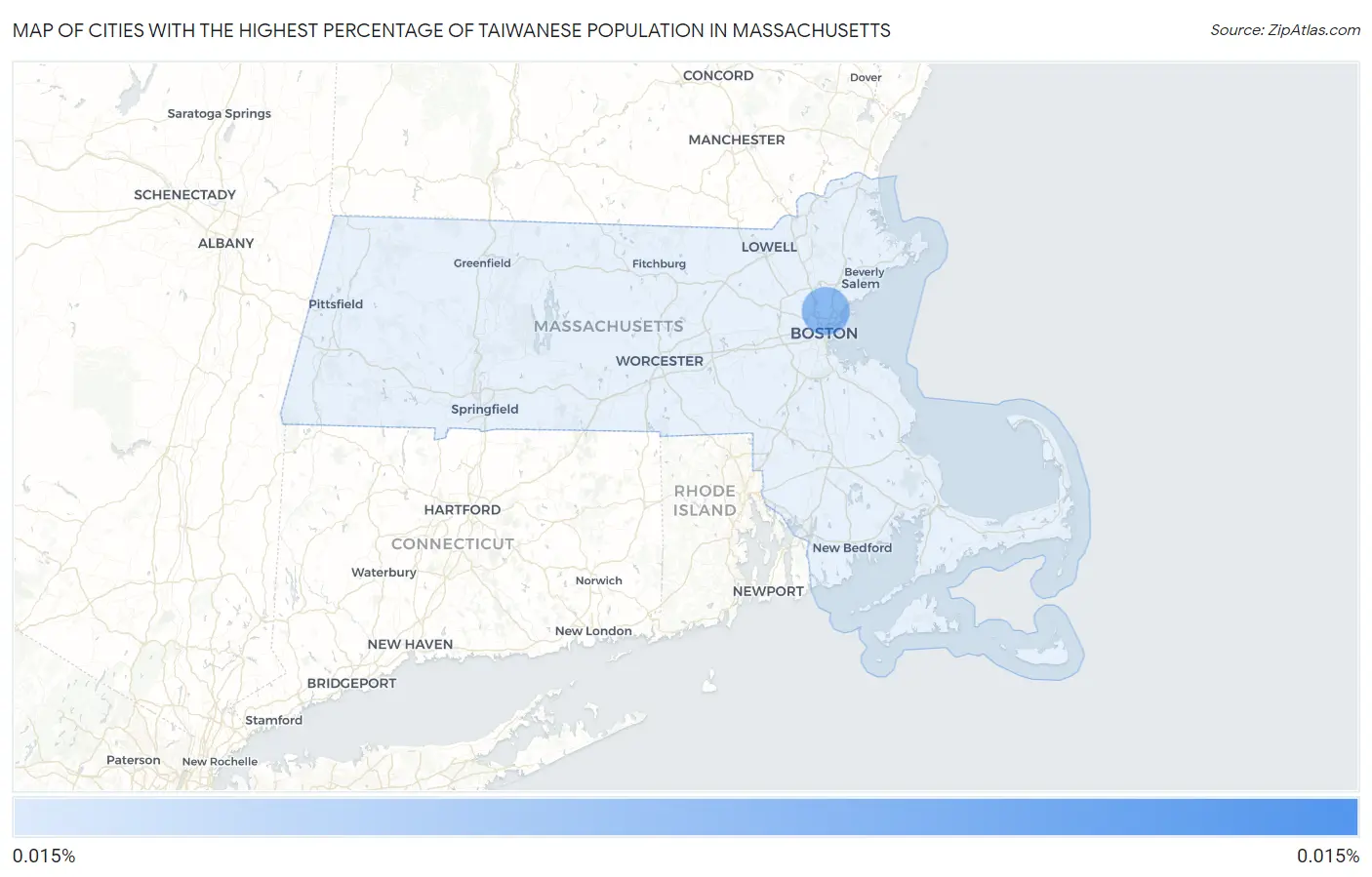 Cities with the Highest Percentage of Taiwanese Population in Massachusetts Map