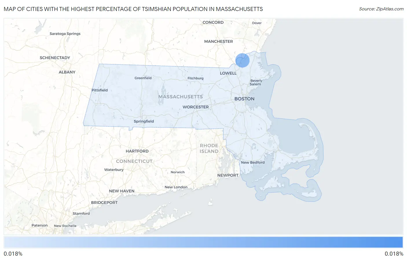Cities with the Highest Percentage of Tsimshian Population in Massachusetts Map