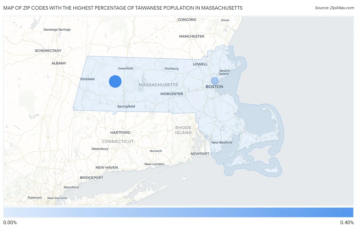 Zip Codes with the Highest Percentage of Taiwanese Population in Massachusetts Map