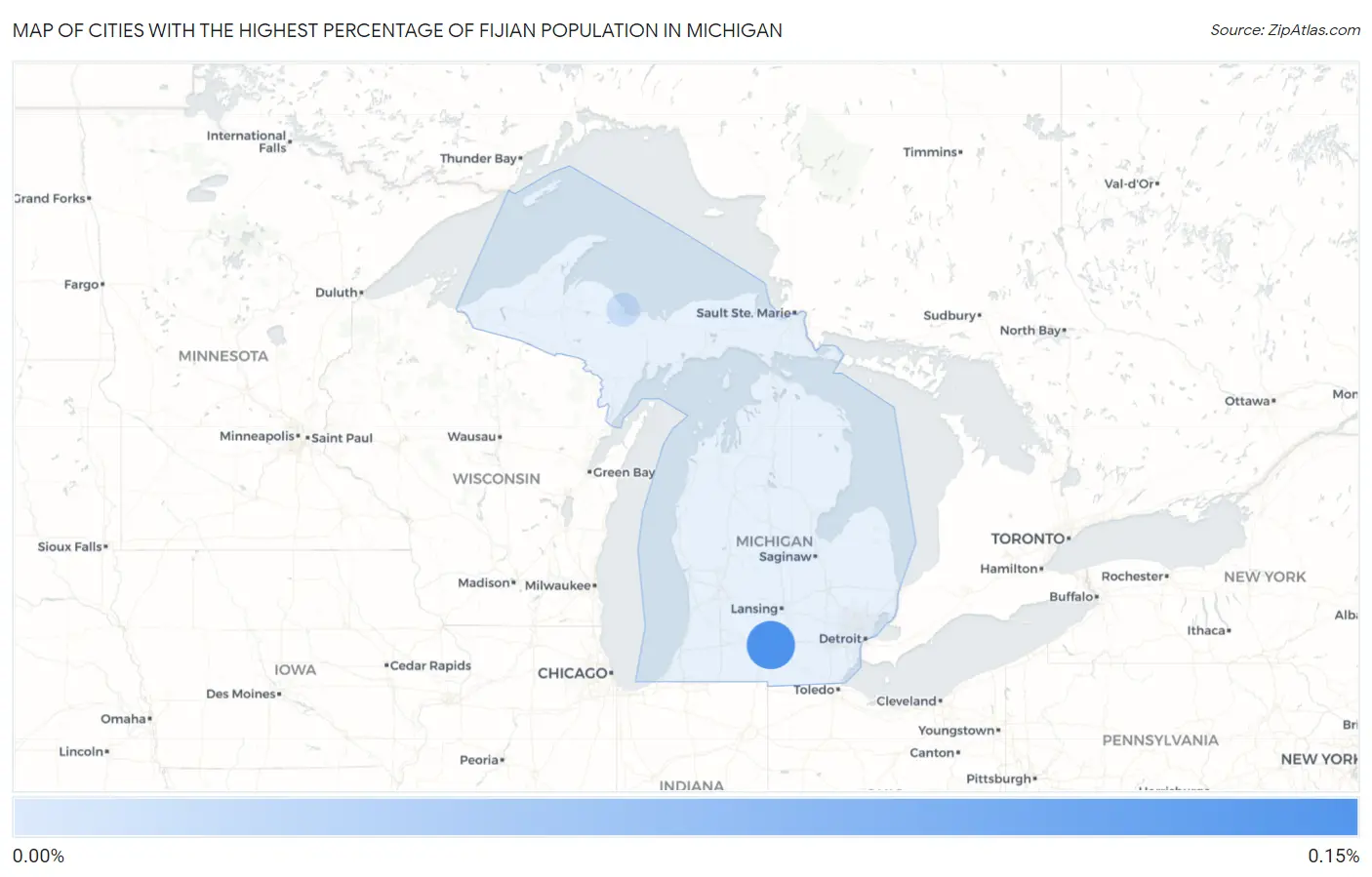 Cities with the Highest Percentage of Fijian Population in Michigan Map