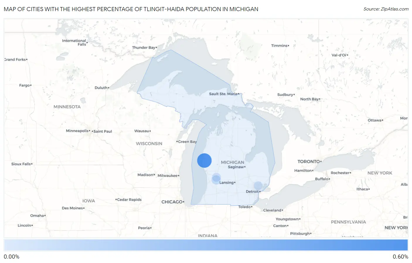 Cities with the Highest Percentage of Tlingit-Haida Population in Michigan Map