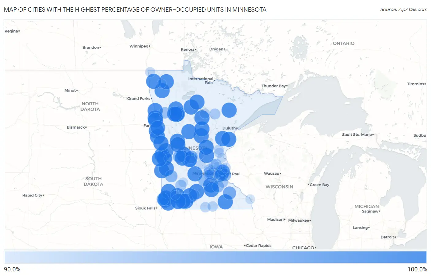Cities with the Highest Percentage of Owner-Occupied Units in Minnesota Map