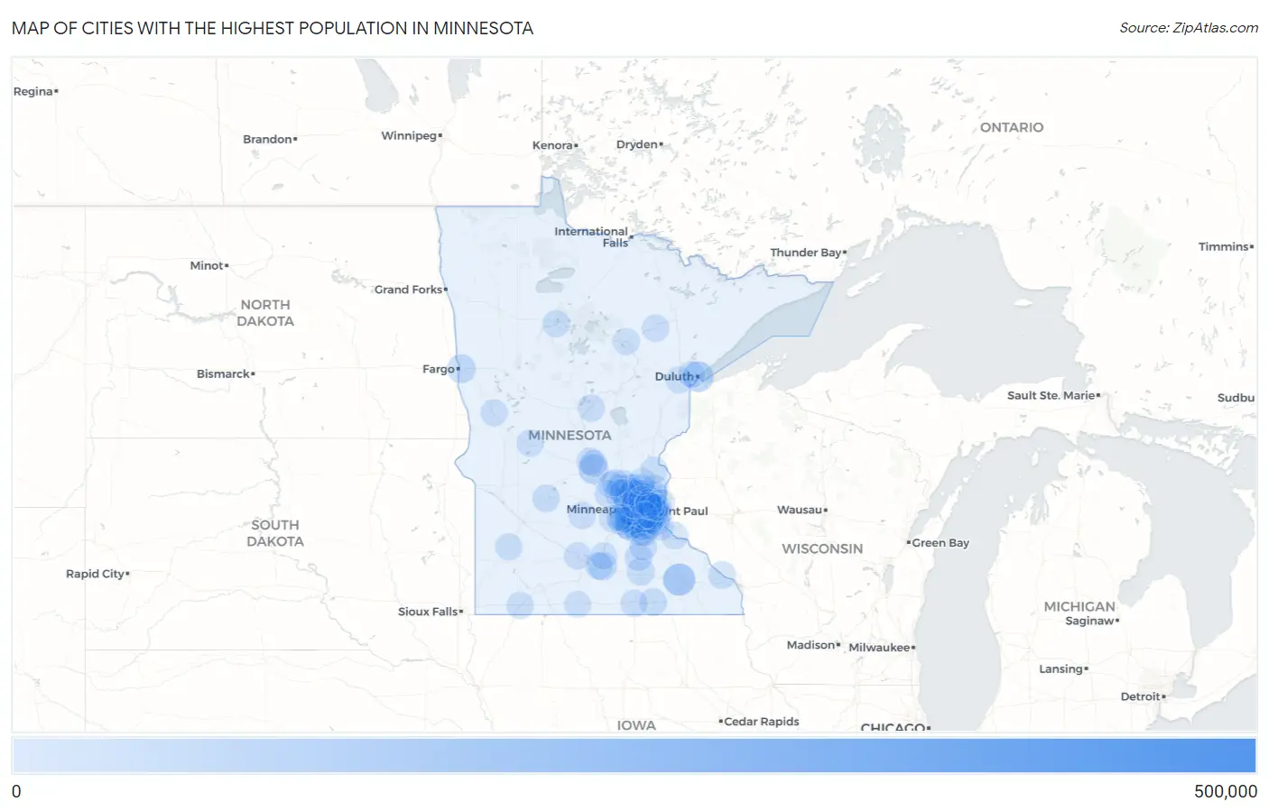 Cities with the Highest Population in Minnesota Map