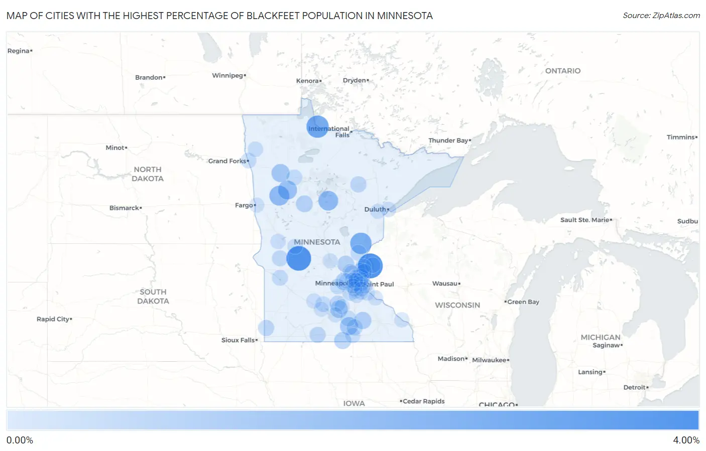 Cities with the Highest Percentage of Blackfeet Population in Minnesota Map