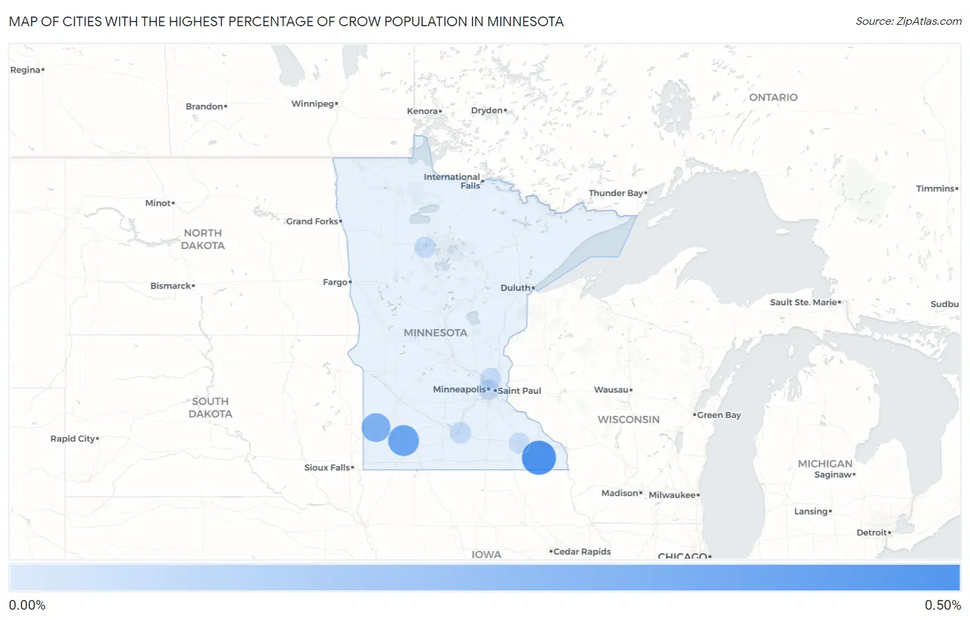 Cities with the Highest Percentage of Crow Population in Minnesota Map