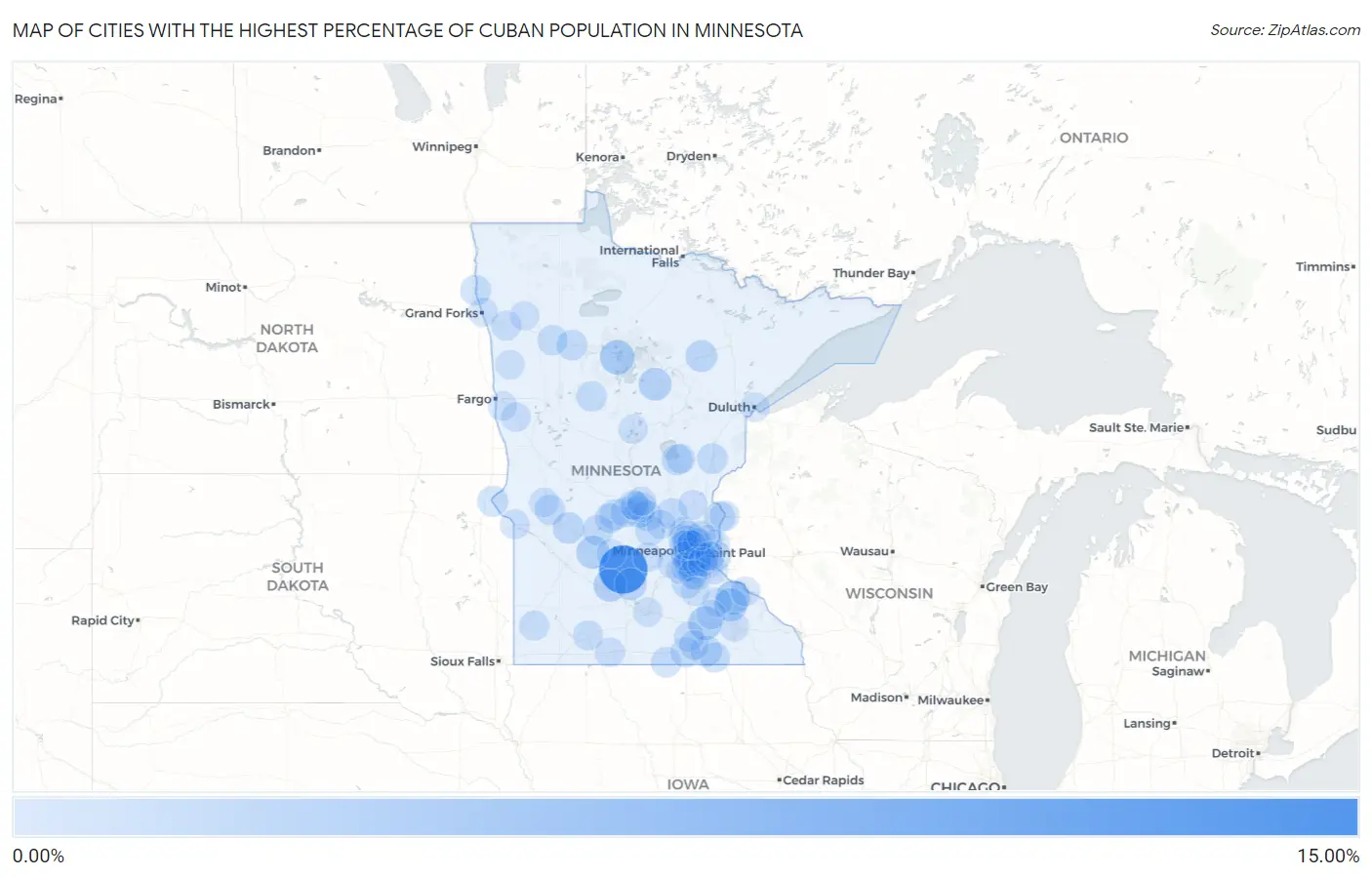 Cities with the Highest Percentage of Cuban Population in Minnesota Map