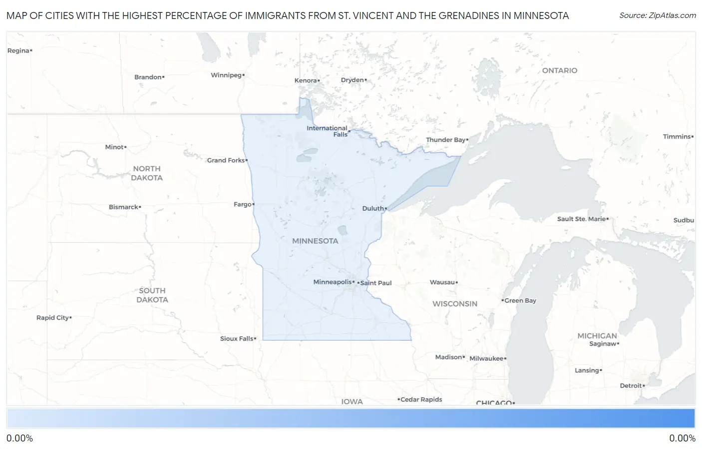 Cities with the Highest Percentage of Immigrants from St. Vincent and the Grenadines in Minnesota Map