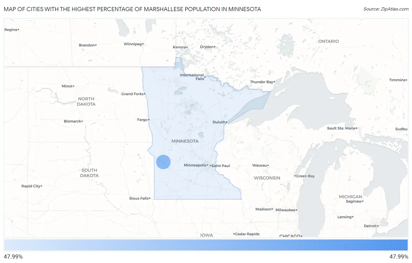 Cities with the Highest Percentage of Marshallese Population in Minnesota Map