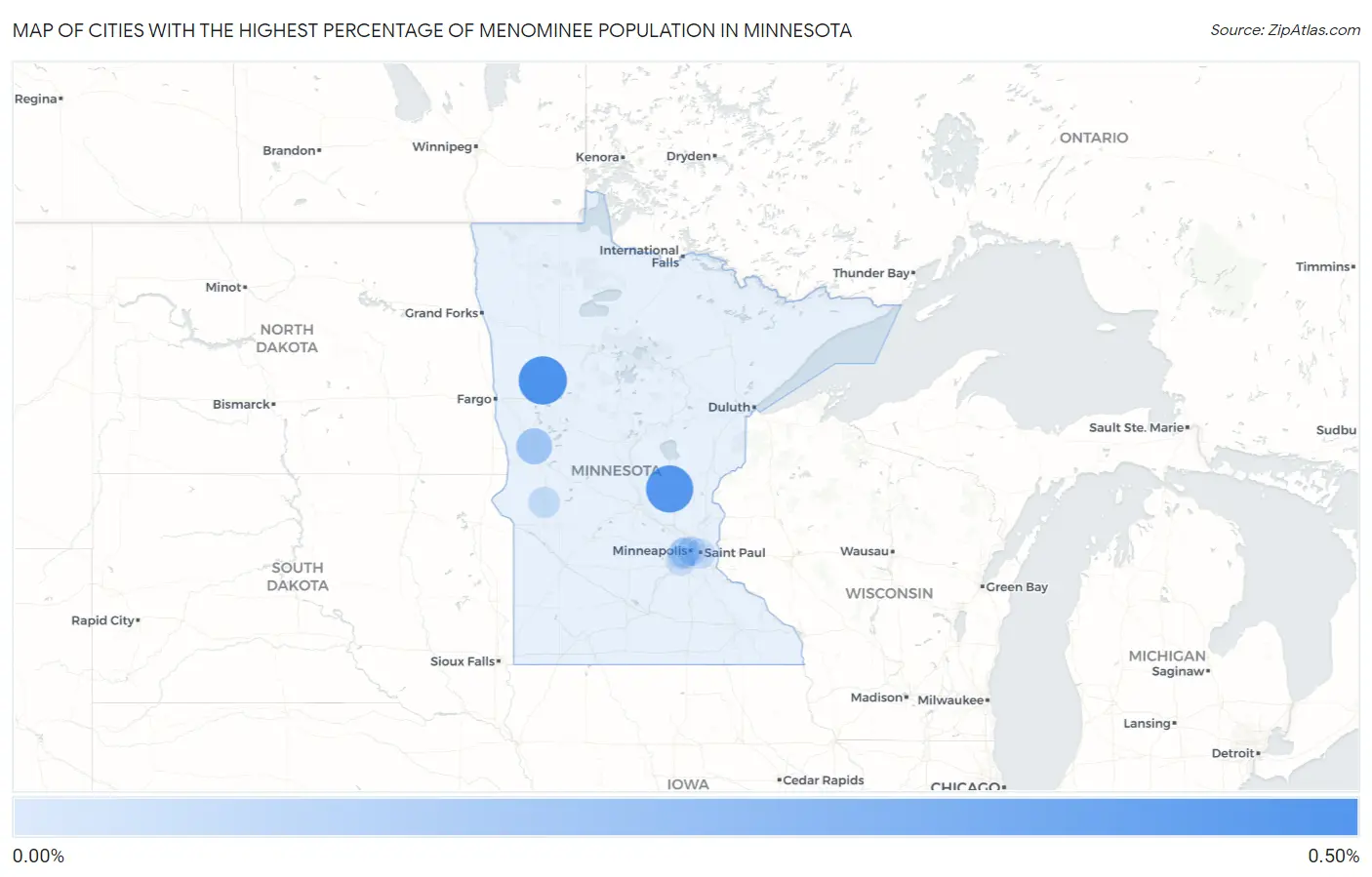 Cities with the Highest Percentage of Menominee Population in Minnesota Map