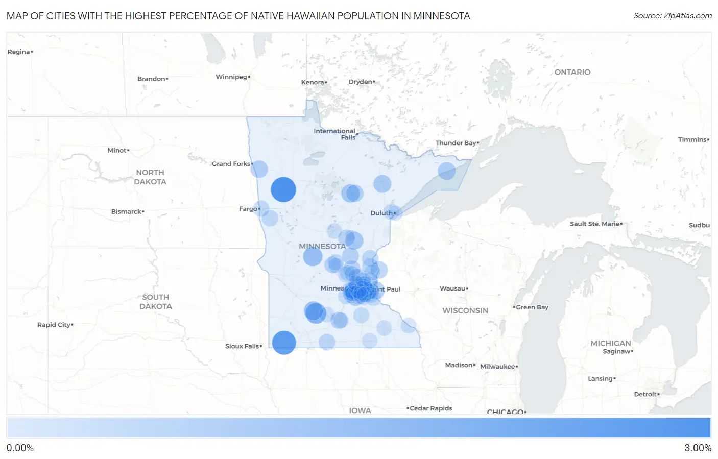 Cities with the Highest Percentage of Native Hawaiian Population in Minnesota Map