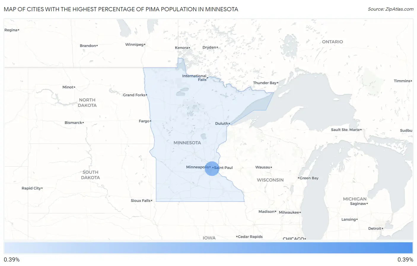 Cities with the Highest Percentage of Pima Population in Minnesota Map