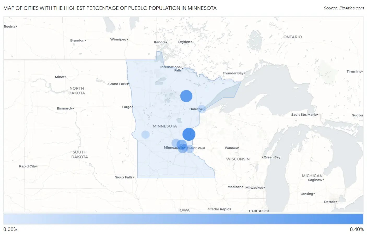 Cities with the Highest Percentage of Pueblo Population in Minnesota Map