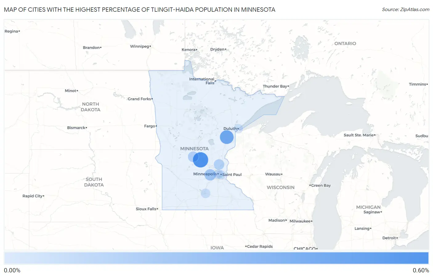 Cities with the Highest Percentage of Tlingit-Haida Population in Minnesota Map
