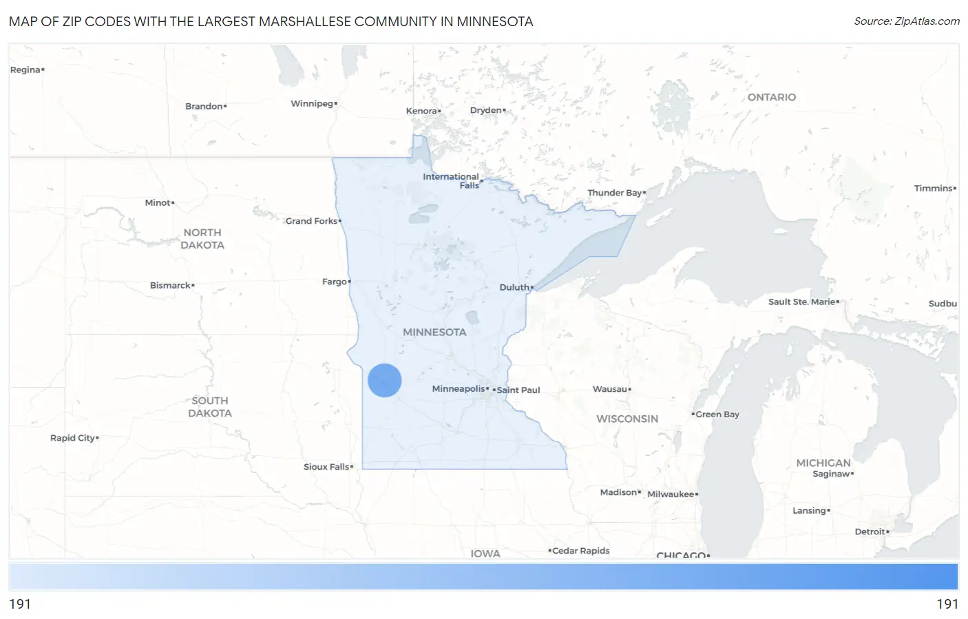 Zip Codes with the Largest Marshallese Community in Minnesota Map
