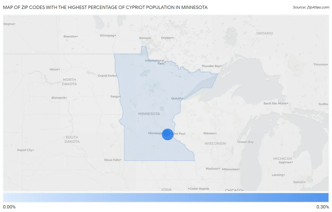Zip Codes with the Highest Percentage of Cypriot Population in Minnesota Map