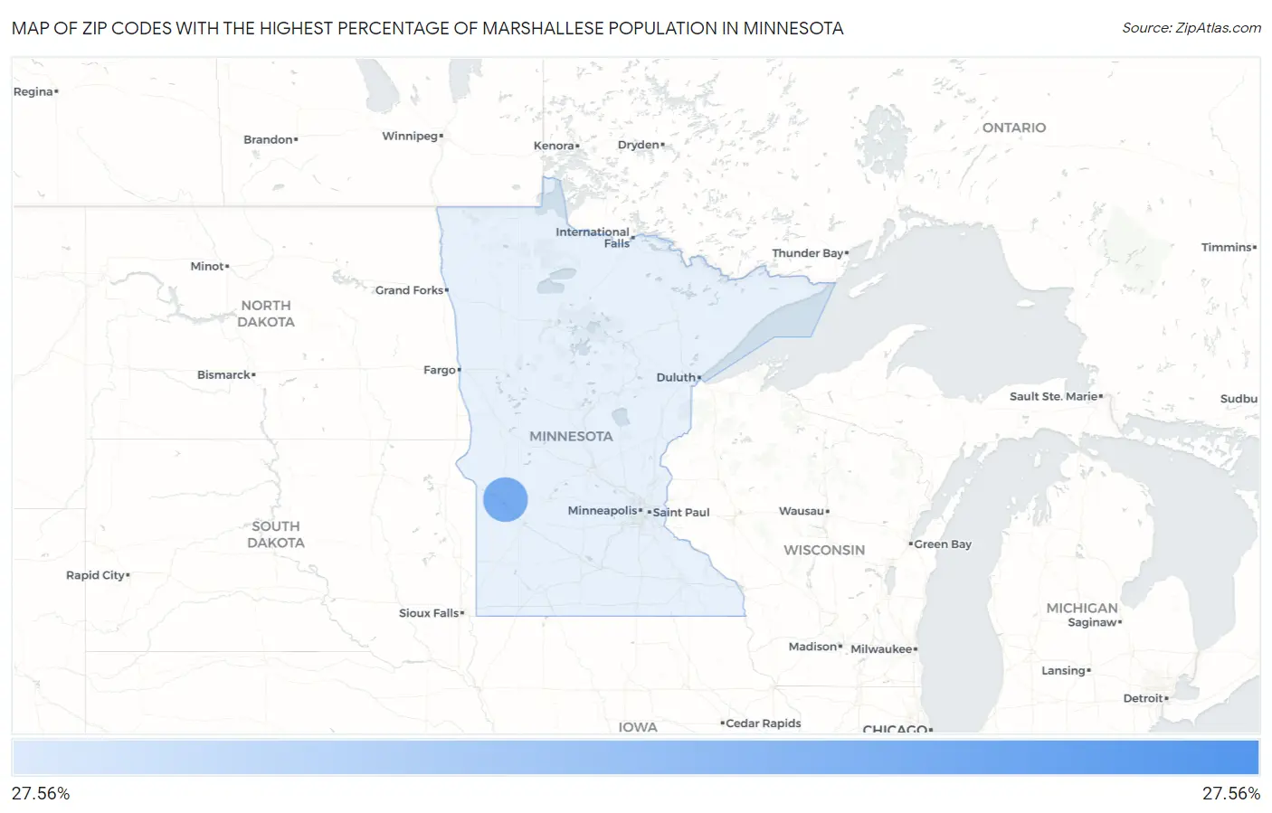 Zip Codes with the Highest Percentage of Marshallese Population in Minnesota Map