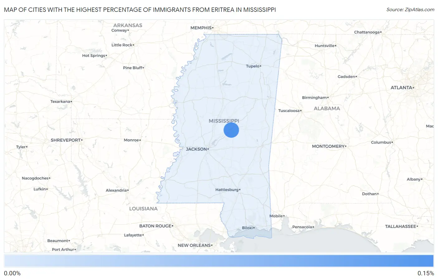 Cities with the Highest Percentage of Immigrants from Eritrea in Mississippi Map